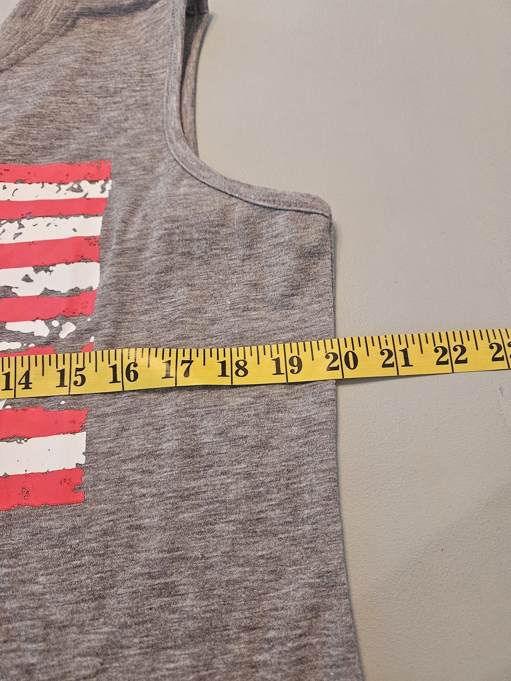 Grey Women's Muscle Tee with Distressed American Flag - Picture 4 of 6